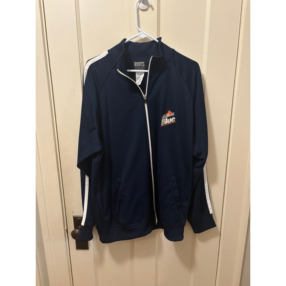 Roots Athletics Labatt Blue Track Jacket Navy Full Zip Mens XL Vintage Style